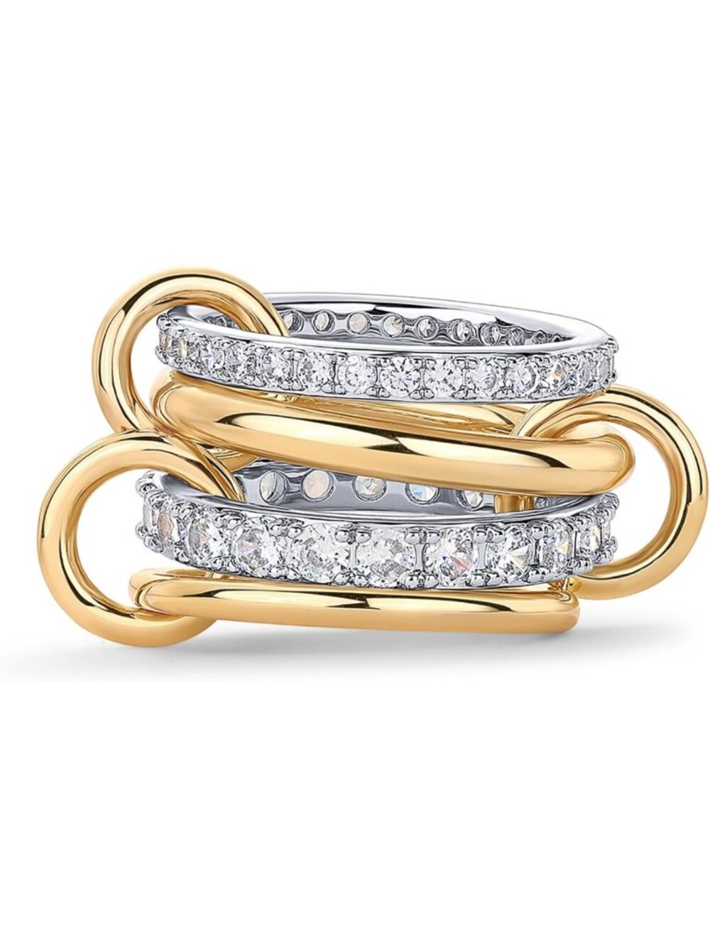 14K Gold Plated Interlocked Stackable Rings for Women - Multi Ring Set with CZ